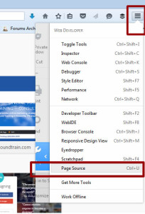 firefox page source